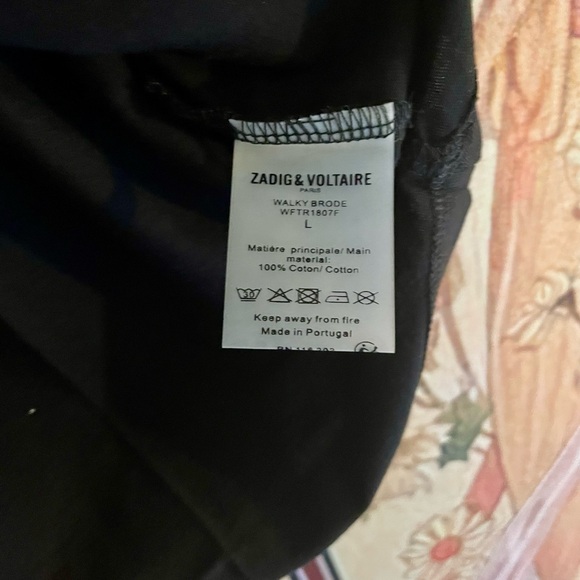 Zadig & Voltaire Black Tee Shirt Women’s Size Large - Picture 8 of 8